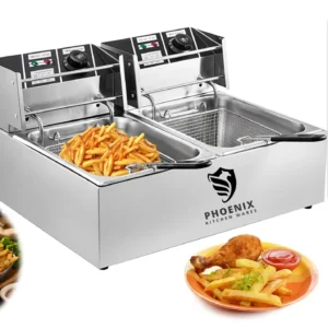 سرخ‌کن برقی صنعتی فونیکس| دو لگن ۶+۶ لیتری