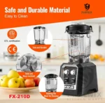 بلندر (مخلوط‌کن) صنعتی فونیکس مدل FX-210D | توان 2000 وات | پارچ 2 لیتری - Image 3