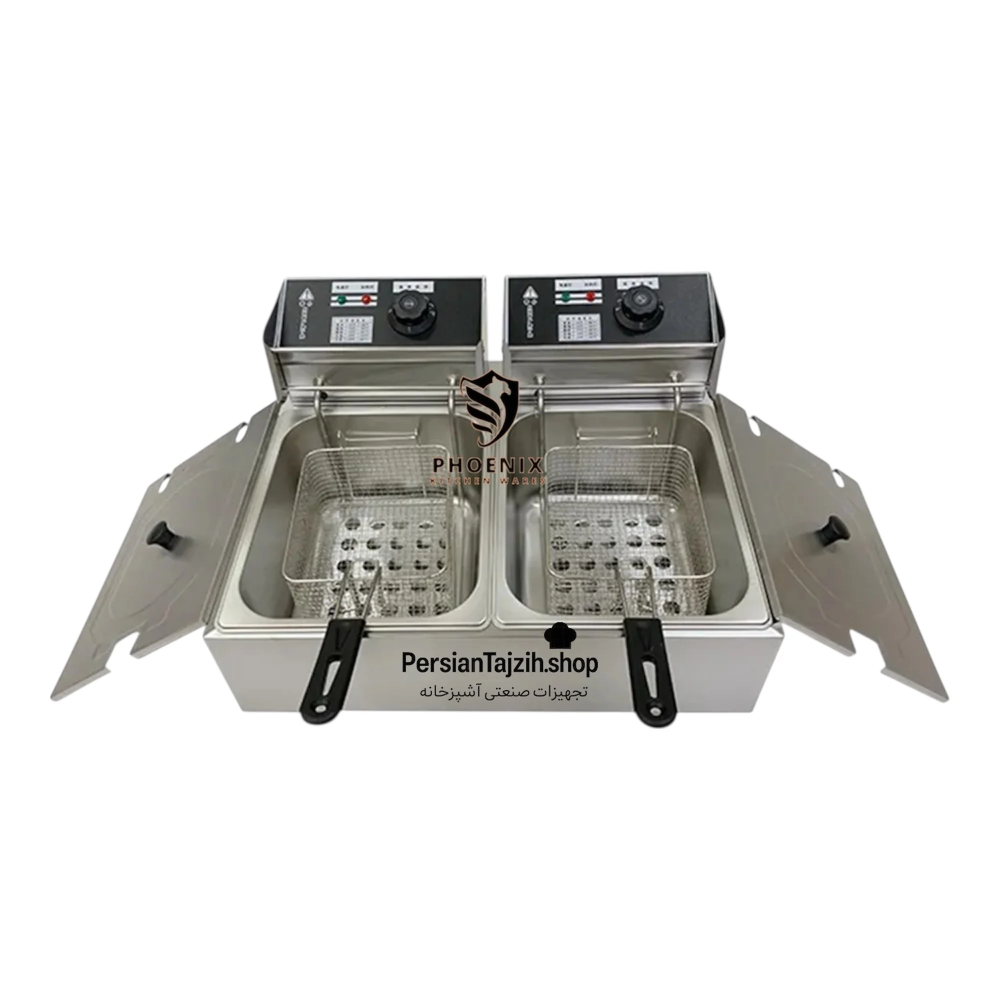 سرخ‌کن برقی صنعتی فونیکس دو لگن ۶+۶ لیتری