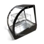 پیراشکی گرمکن رومیزی تک‌سینی ۴۰ سانت طبقه دار با شیشه خم و طبقه استیل